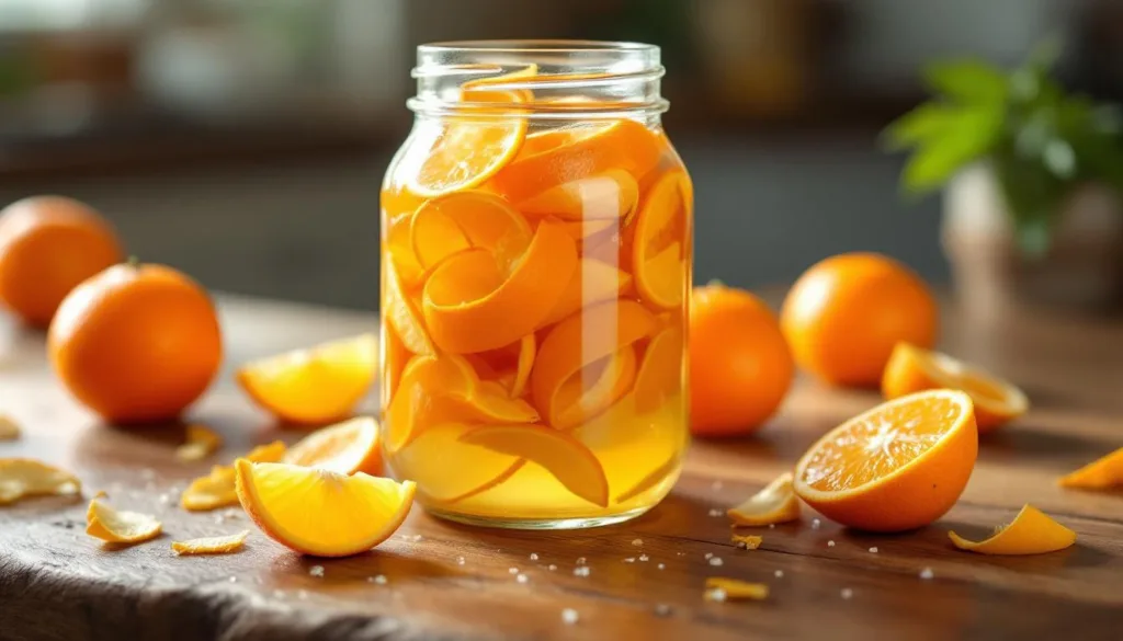 aprenda a fazer vinagre cítrico natural usando cascas de laranja, sem produtos químicos nem esfregaço, de forma simples e sustentável.