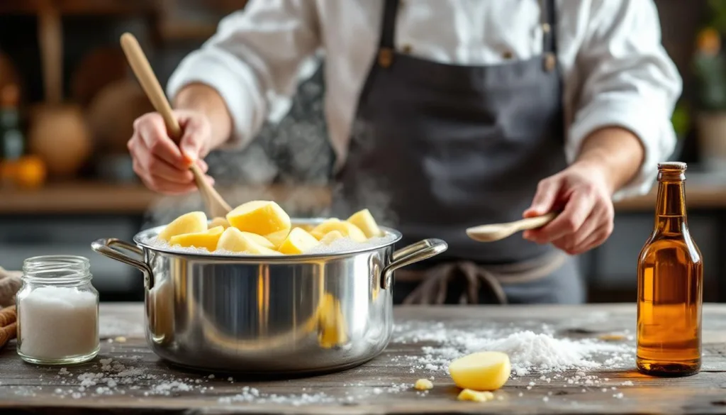 descubra o segredo de um chef para deixar suas batatas mais rápidas de cozinhar e com sabor irresistível ao adicionar ingredientes especiais à água.
